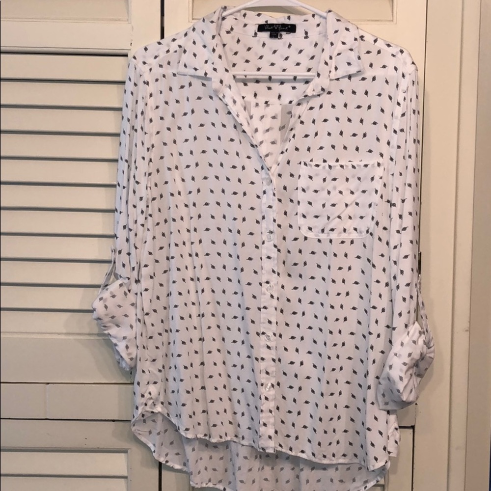 Velvet Heart Feather Button Down Blouse